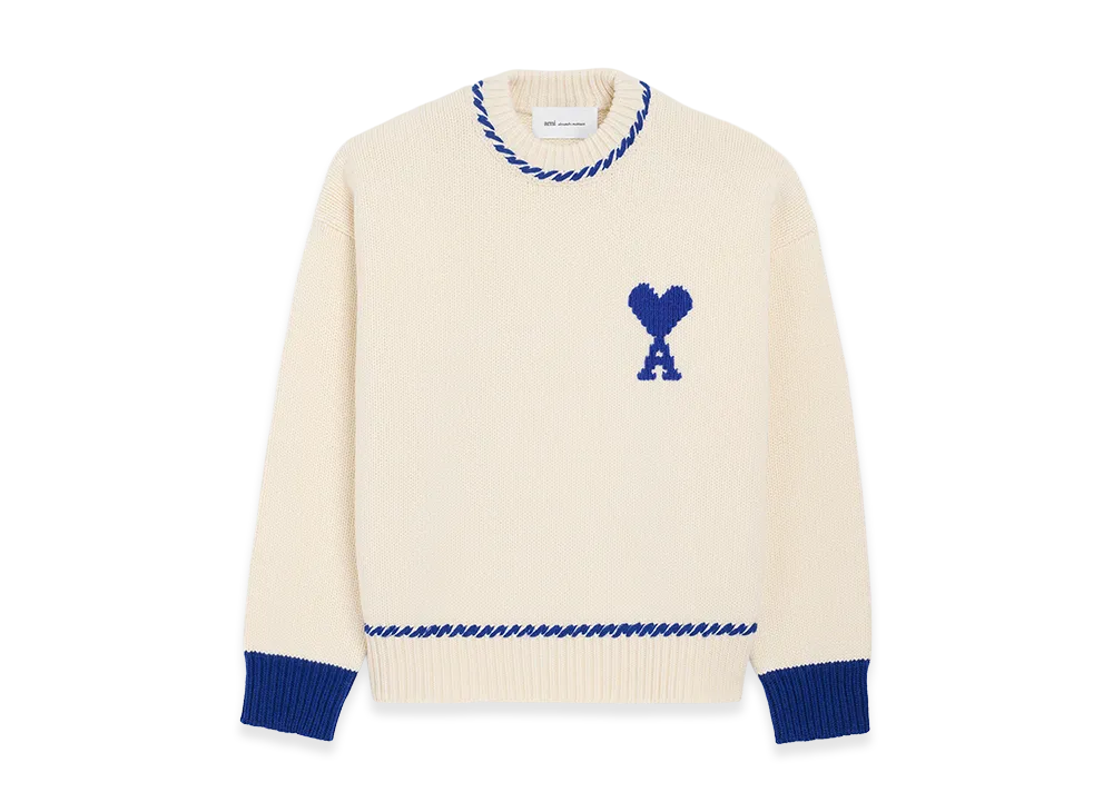 AMI PARIS Wool Ami De Coeur Round Neck "White"