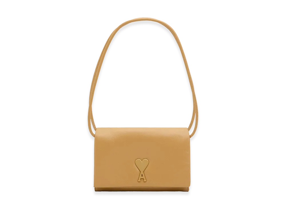 AMI PARIS Cowhide Leather Voulez Vous Wallet On Strap "Yellow"