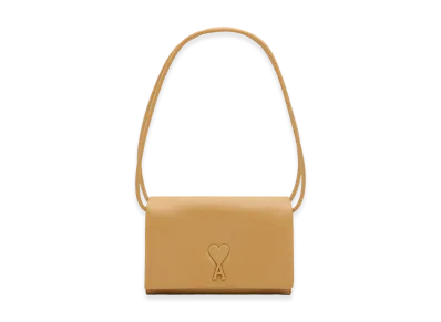 AMI PARIS Cowhide Leather Voulez Vous Wallet On Strap "Yellow"