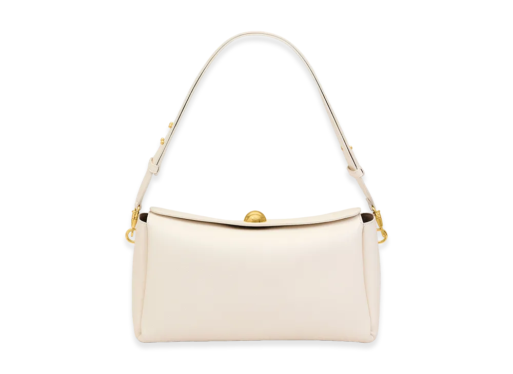 AMI PARIS Cow Leather Carrousel Medium Bag "White"