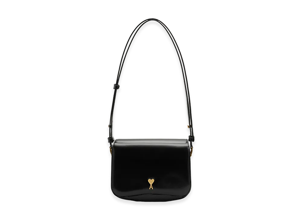 AMI PARIS Glazed Leather Paris Paris Bag "Black"