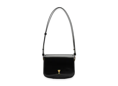 AMI PARIS Glazed Leather Paris Paris Bag "Black"