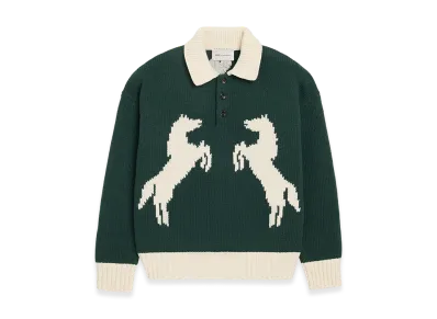 AMI PARIS Wool Horse Polo "Green"
