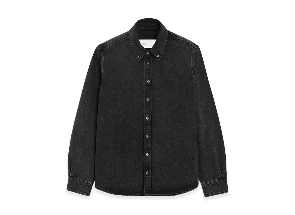 AMI PARIS Denim Cotton Ami De Coeur Shirt "Black"