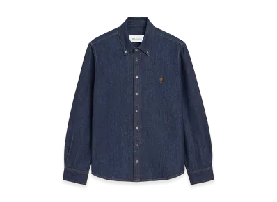 AMI PARIS Denim Cotton Ami De Coeur Shirt "Blue"