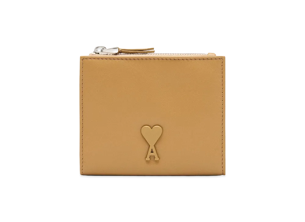 AMI PARIS Cowhide Leather Voulez Vous Folded Wallet "Yellow"