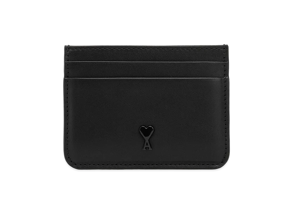 AMI PARIS Smooth Leather Ami De Coeur Card Holder "Black"