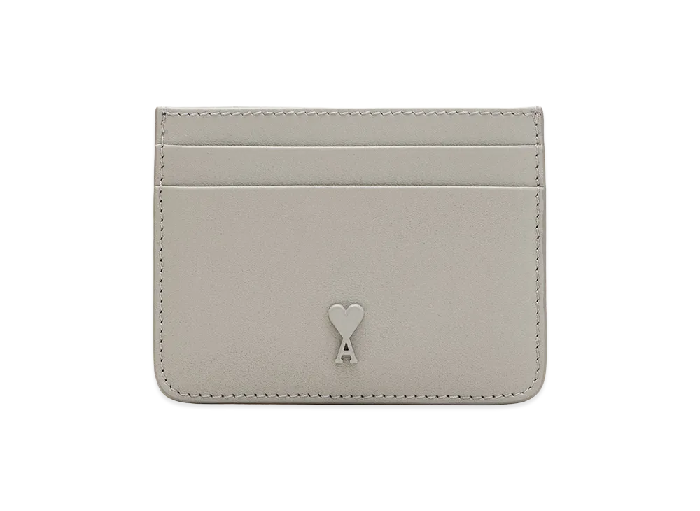 AMI PARIS Cowhide Leather Ami De Coeur Card Holder "Grey"