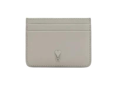 AMI PARIS Cowhide Leather Ami De Coeur Card Holder "Grey"