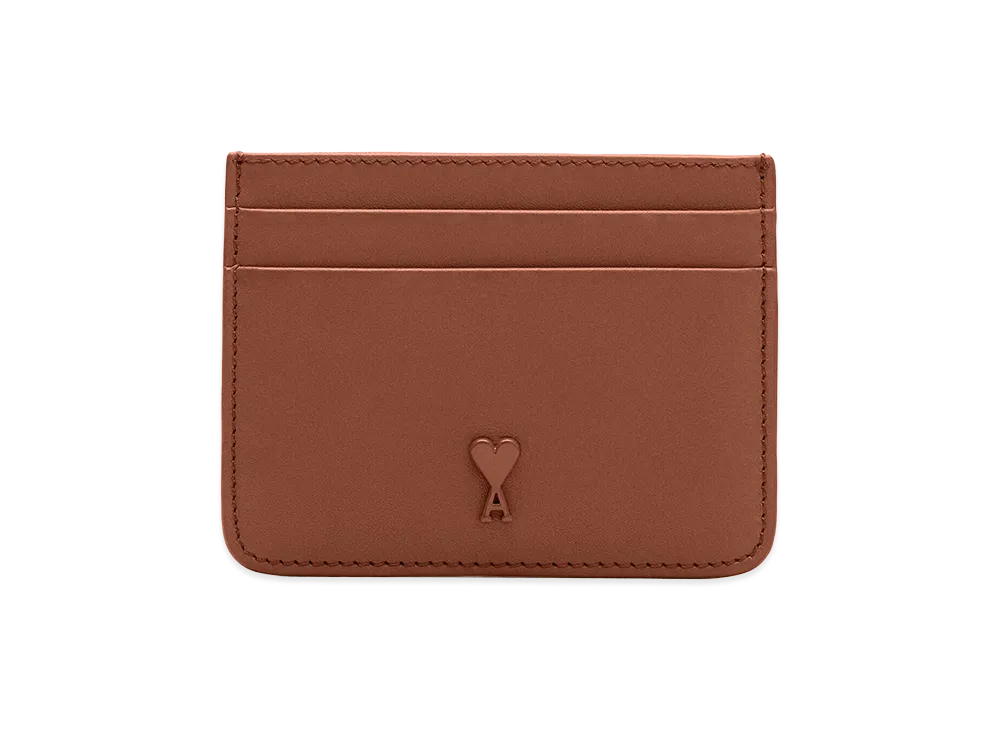 AMI PARIS Cowhide Leather Ami De Coeur Card Holder "Brown"