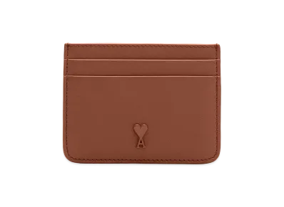 AMI PARIS Cowhide Leather Ami De Coeur Card Holder "Brown"