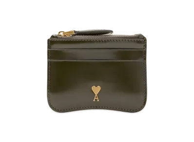 AMI PARIS Cow Leather Paris Paris Zipped Card Holder "Green"