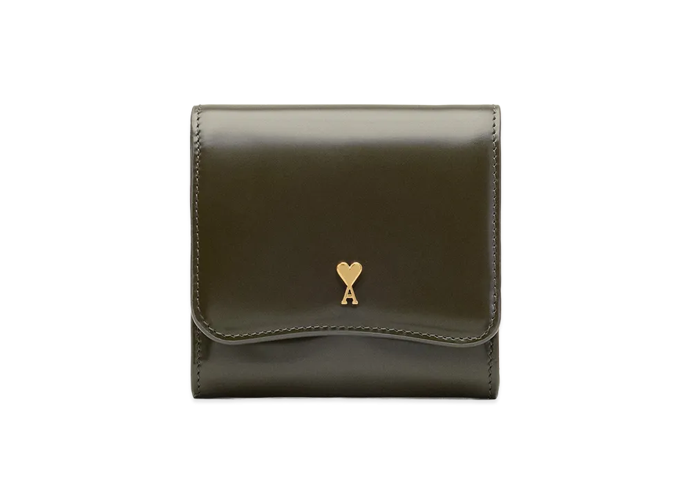 AMI PARIS Cow Leather Paris Paris Compact Wallet "Green"