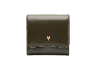 AMI PARIS Cow Leather Paris Paris Compact Wallet "Green"