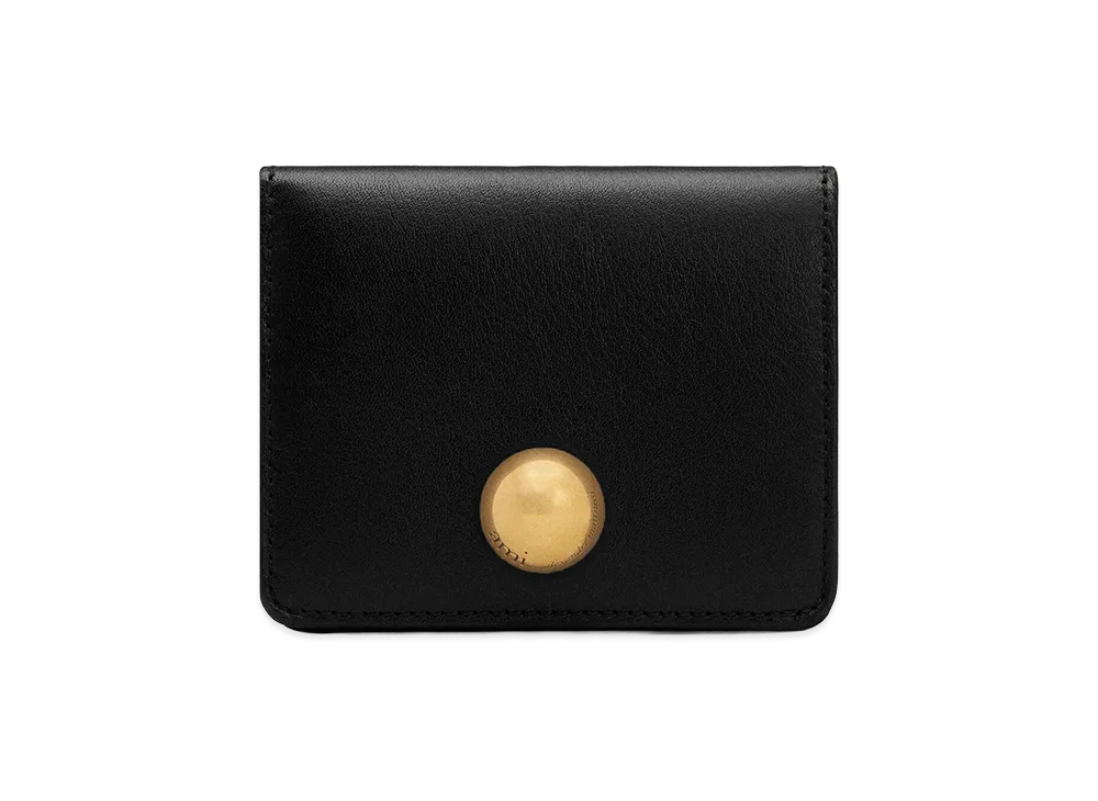 AMI PARIS Smooth Leather Carrousel Folded Wallet "Black"