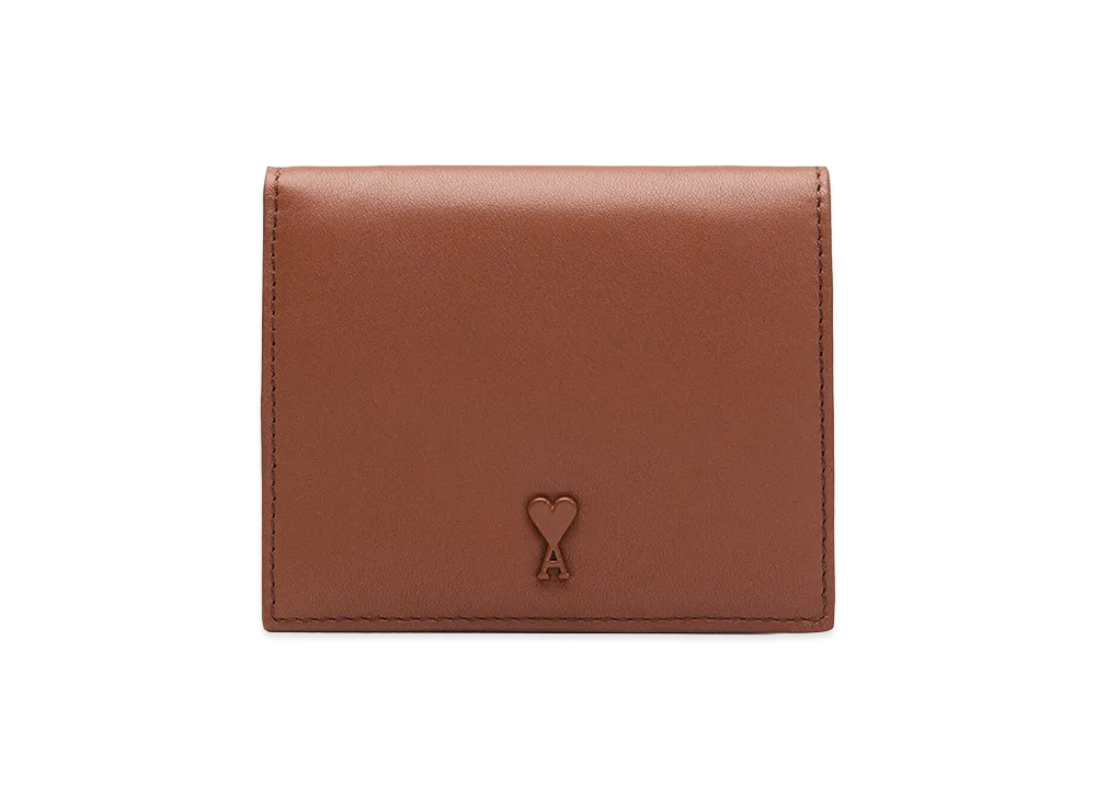 AMI PARIS Cowhide Leather Ami De Coeur Bifold Wallet "Brown"