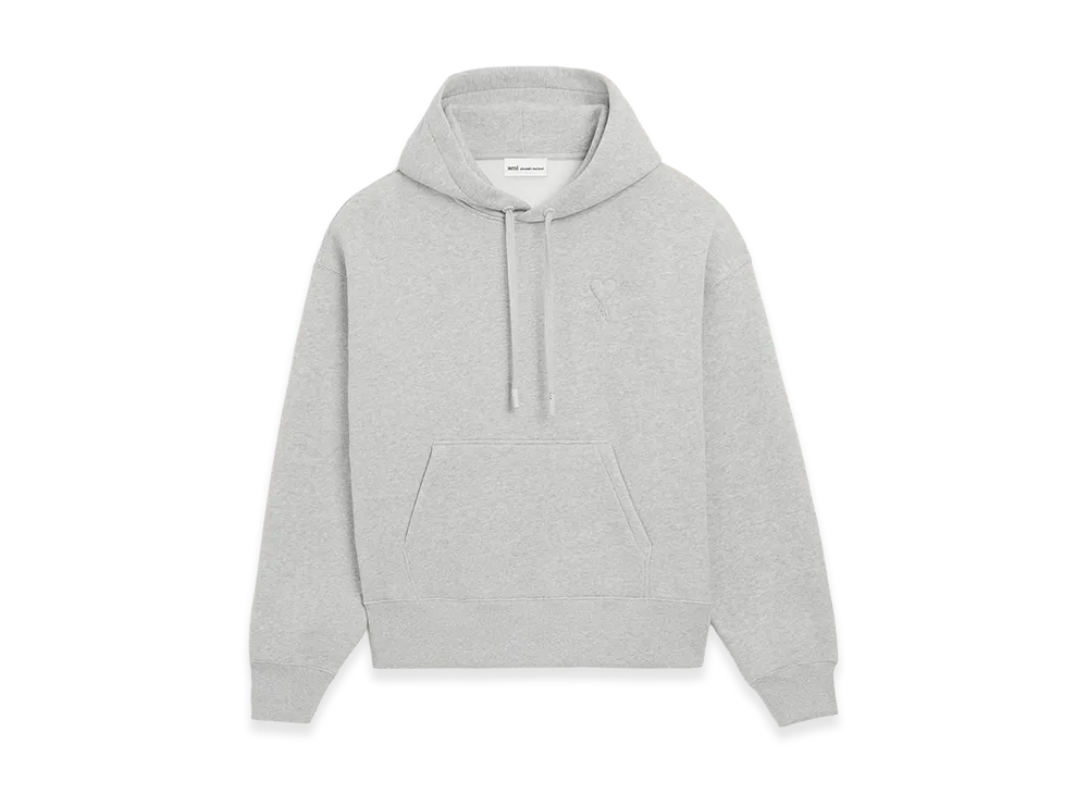 AMI PARIS Cotton Embossed Ami De Coeur Hoodie "Grey"