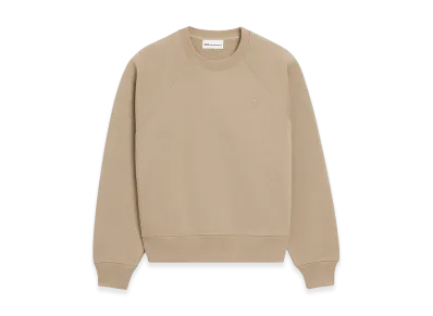 AMI PARIS Cotton Embossed Ami De Coeur Sweatshirt "Beige"