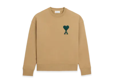AMI PARIS Cotton Ami De Coeur Embroidered Sweatshirt "Beige"