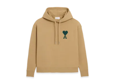 AMI PARIS Cotton Ami De Coeur Embroidered Hoodie "Beige"
