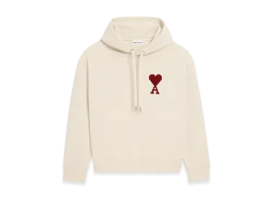 AMI PARIS Cotton Ami De Coeur Embroidered Hoodie "White"