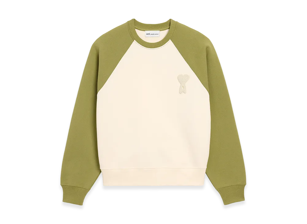 AMI PARIS Cotton Knitted Ami De Coeur Sweatshirt "White/Green"