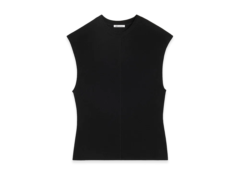 AMI PARIS Jersey Sleeveless Fitted Top "Black"