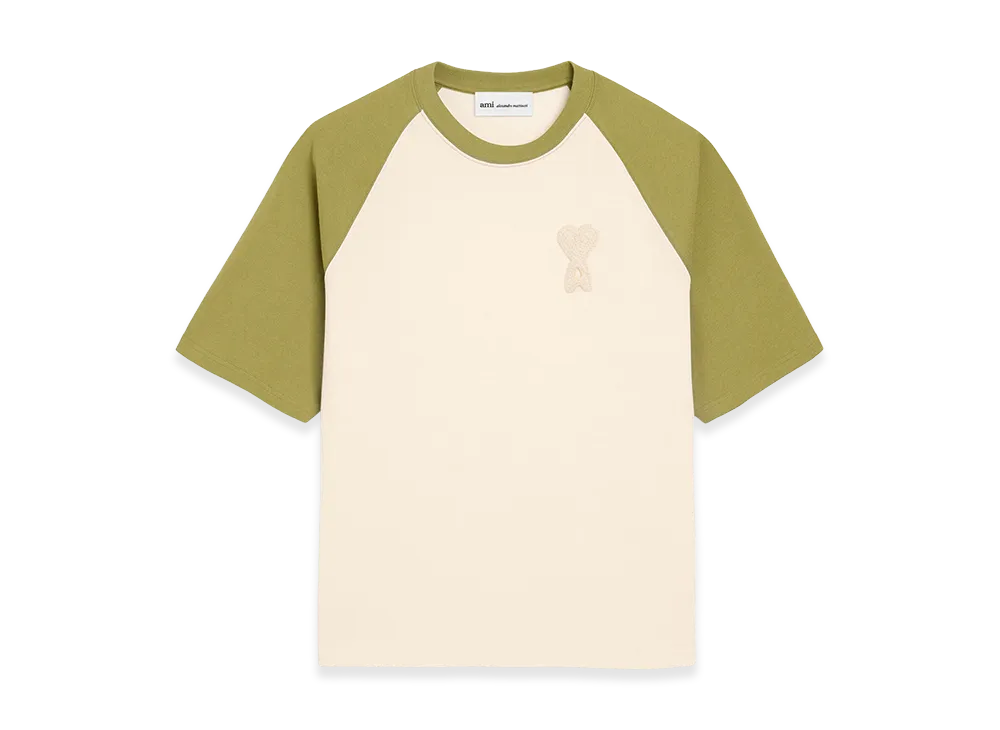 AMI PARIS Cotton Ami De Coeur Knitted Patch T-Shirt "White/Green"