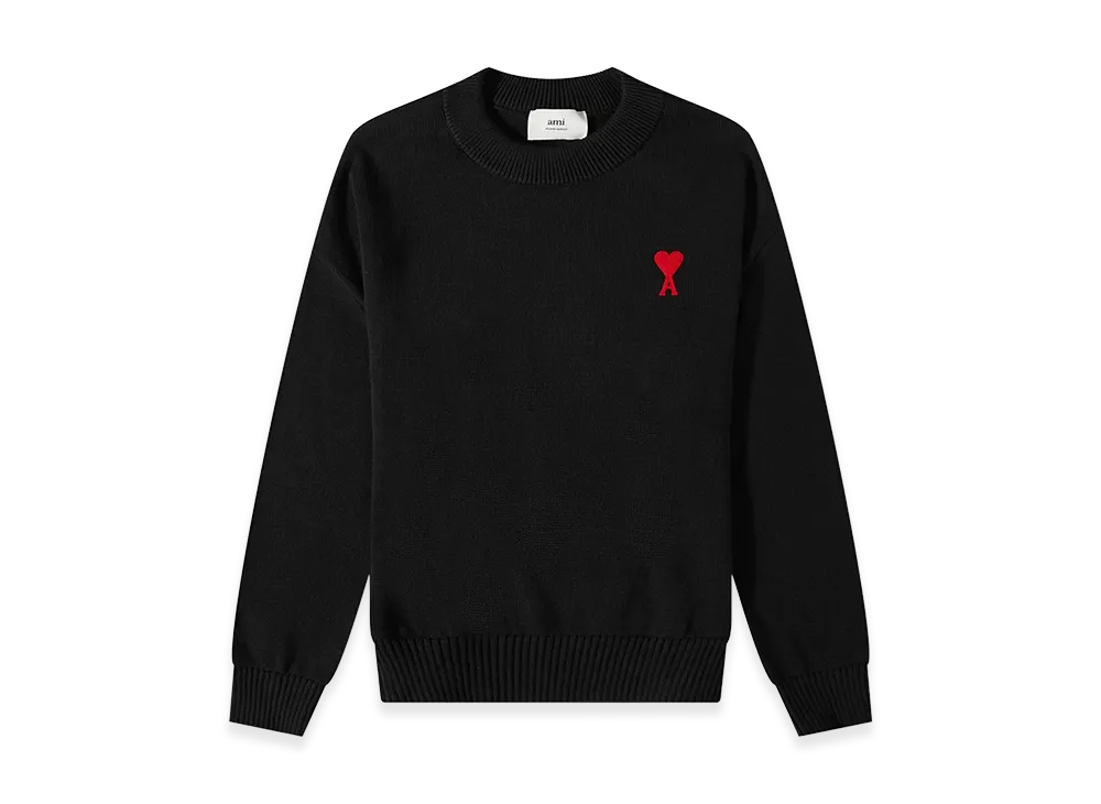 AMI PARIS Small A Heart Crew Knit "Black/Red"