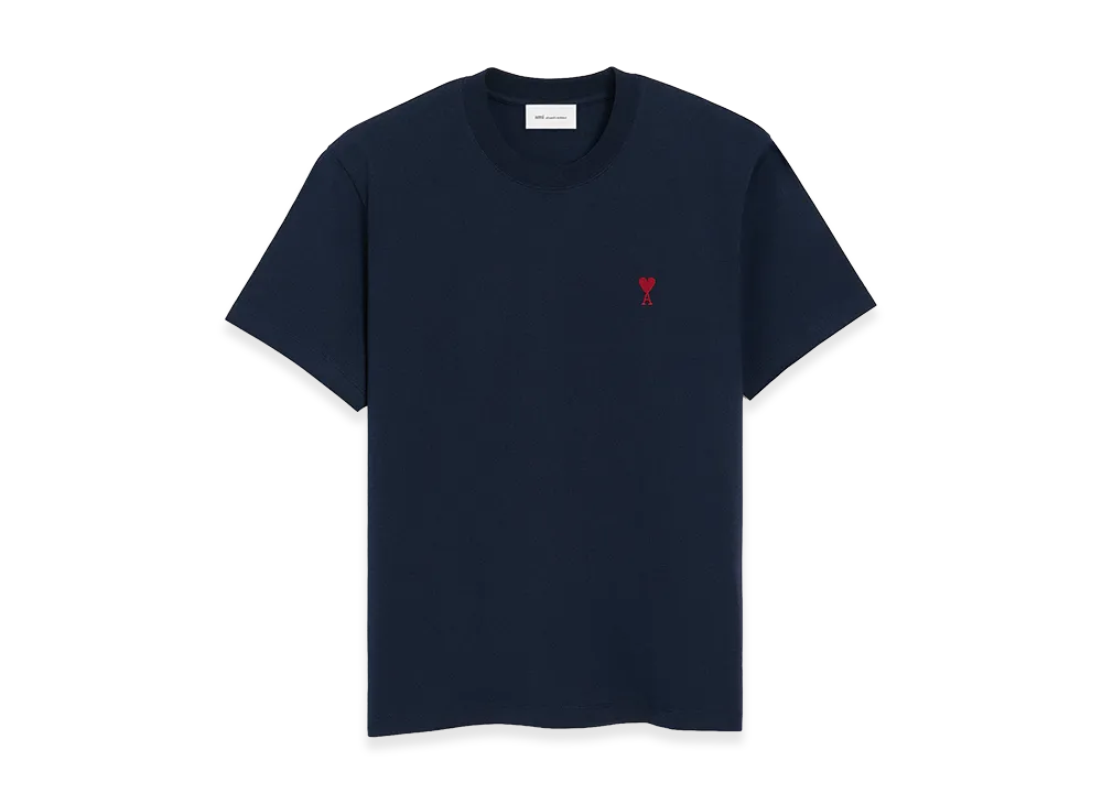 AMI PARIS Organic Cotton Jersey Ami de Coeur T-Shirt "Night Blue"