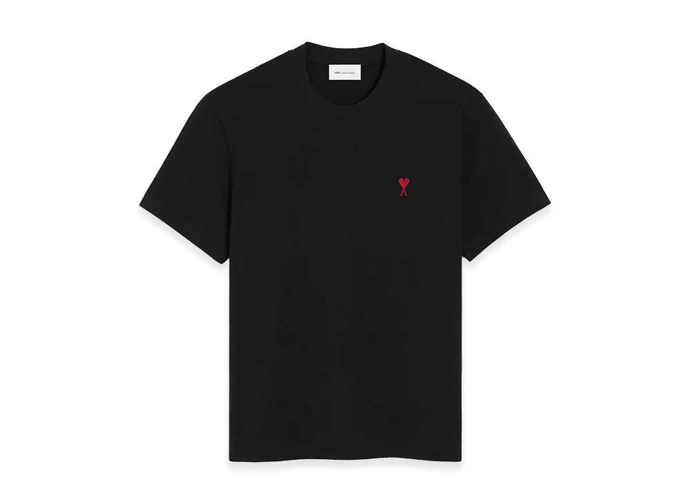 AMI PARIS Organic Cotton Jersey Ami de Coeur T-Shirt "Black"