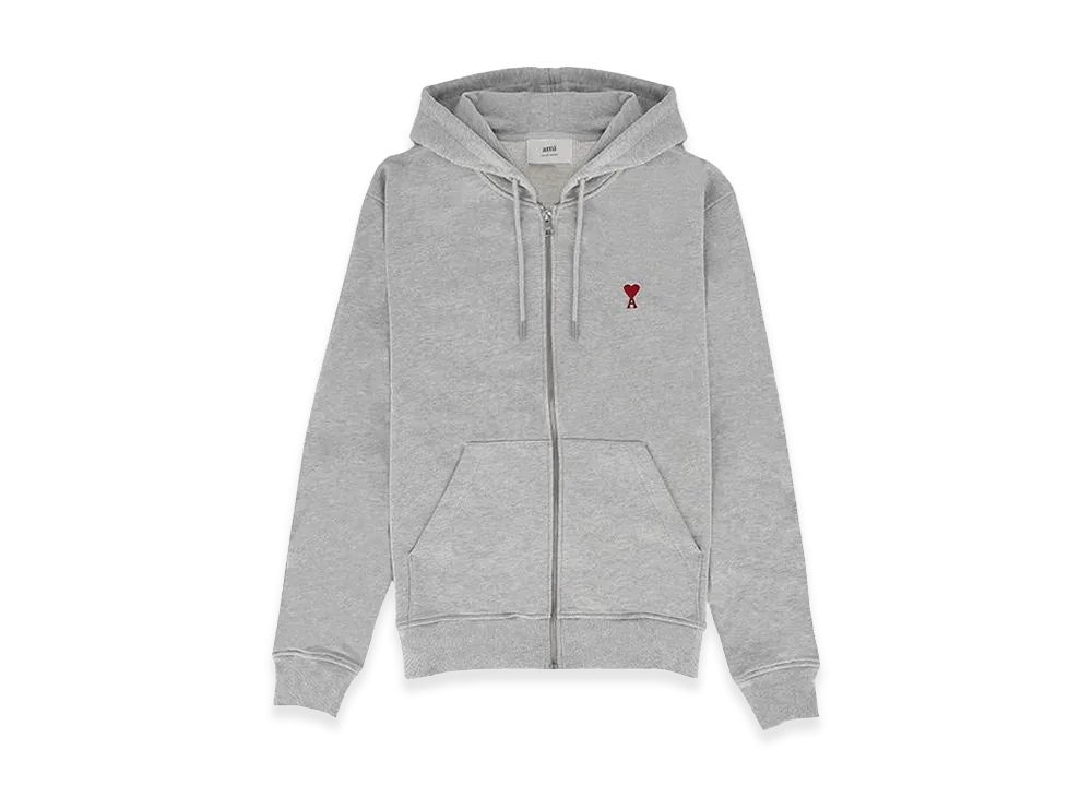 AMI PARIS Ami De Coeur Zip-Up Hoodie "Grey"