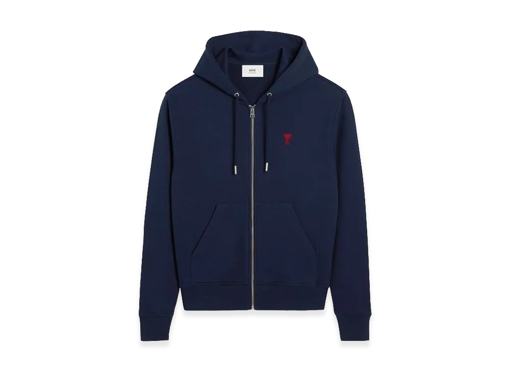 AMI PARIS Ami De Coeur Zip-Up Hoodie "Navy"