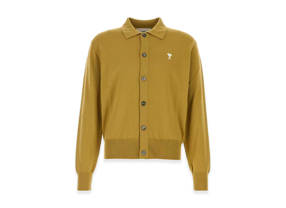 AMI PARIS Wool Cardigan "Yellow"