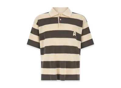 AMI PARIS Embroidered Cotton Polo Shirt "Stripped"