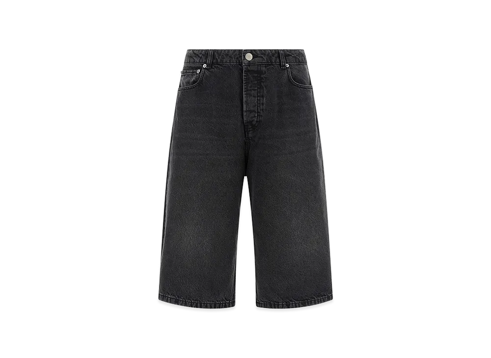 AMI PARIS Large Fit Bermuda Shorts Used Denim "Black"