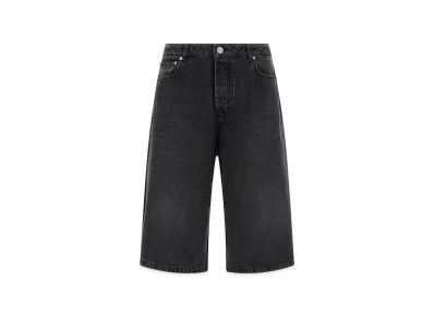 AMI PARIS Large Fit Bermuda Shorts Used Denim "Black"