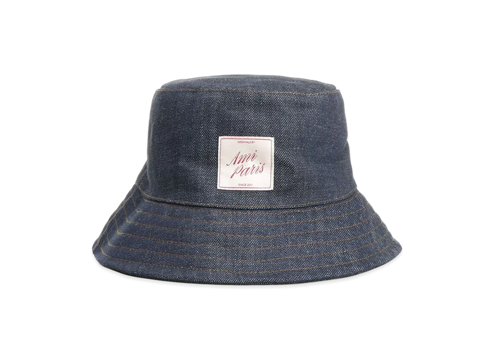 AMI PARIS Topstitchings Denim Hat Raw Indigo Denim "Blue"