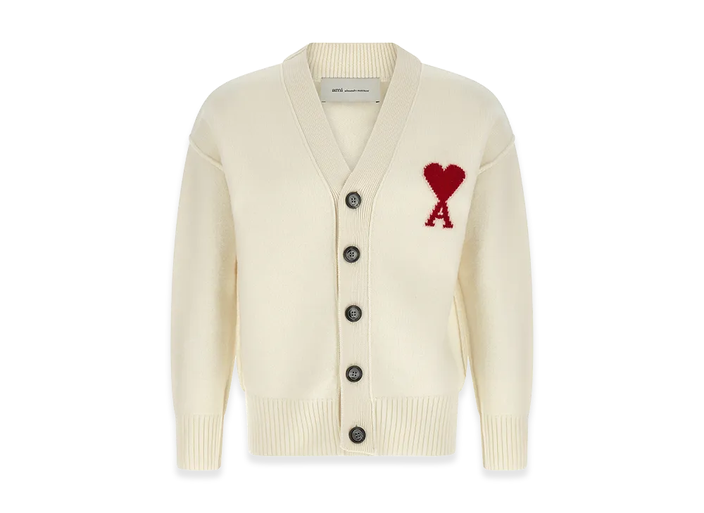 AMI PARIS Ami De Coeur Cardigan "White"