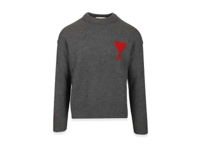 AMI PARIS Ami De Coeur Crewneck Sweater In Wool "Grey"