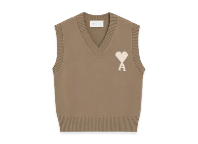 AMI PARIS Cappuccino Wool Blend Vest "Beige"