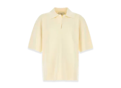 AMI PARIS Cream Viscose Blend Oversize Polo Shirt "Yellow"