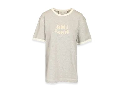 AMI PARIS Short Sleeves Classic Fit Teeshirt With Knitted Patch "Grey"