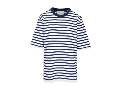 AMI PARIS Quota -Short Sleeves Boxy Fit Mariniere Teeshirt With Ami De Coeur Patch "Blue"