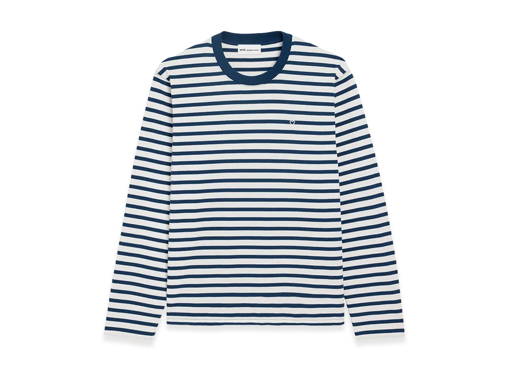 AMI PARIS Embroidered Cotton Oversize T-Shirt "Stripped"