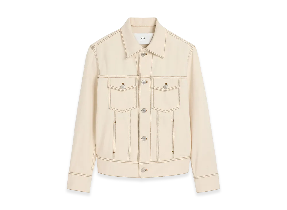 AMI PARIS Women's Denim Jacket "Sand Beige"