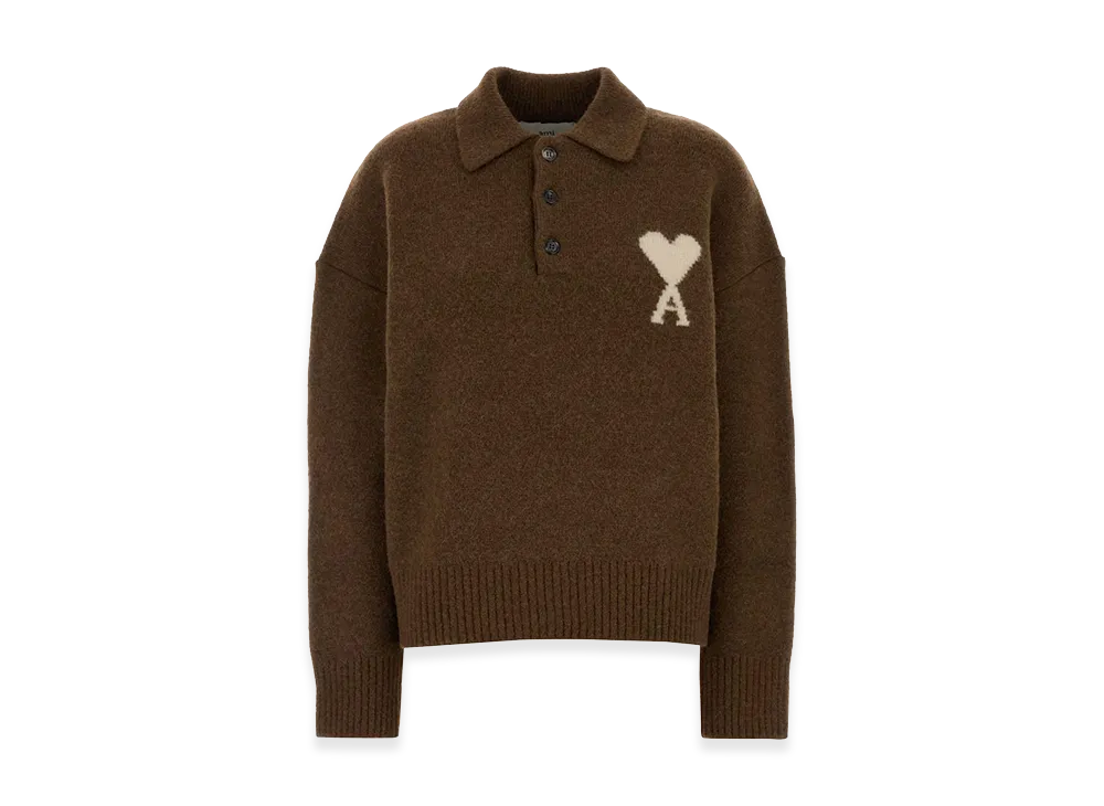 AMI PARIS Women's Stretch Alpaca Blend Sweater "Brown"