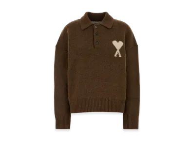 AMI PARIS Women's Stretch Alpaca Blend Sweater "Brown"