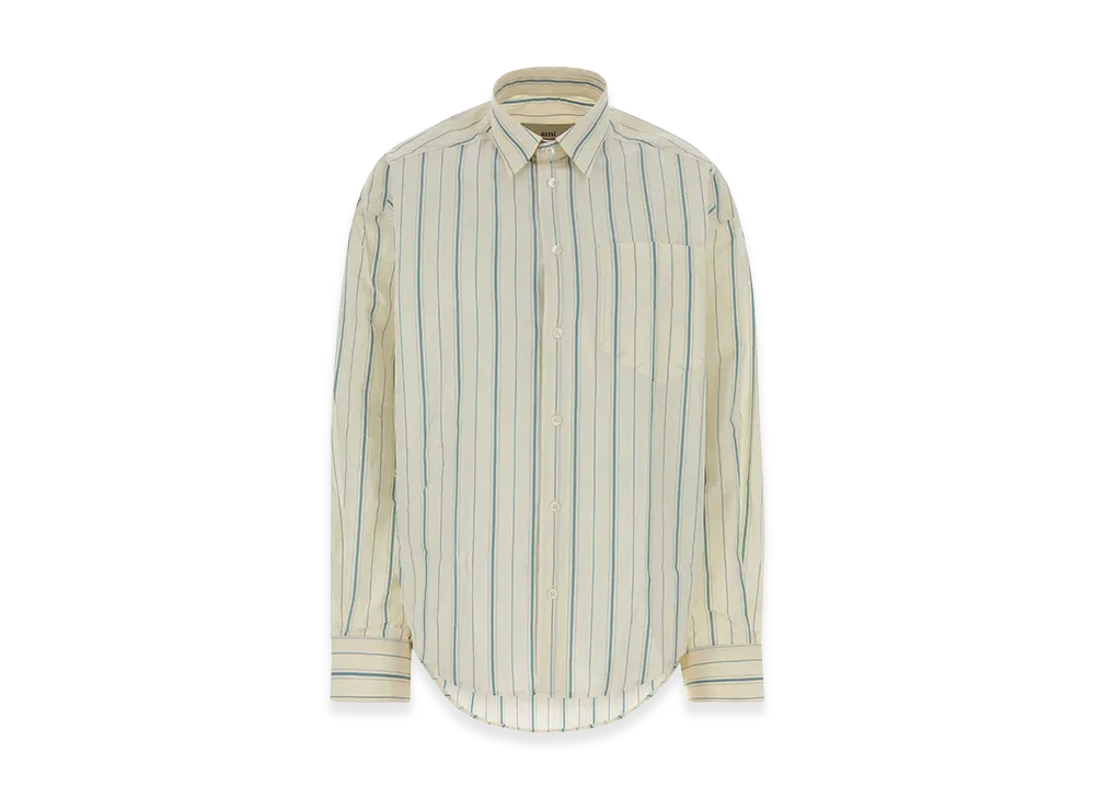 AMI PARIS Women's Embroidered Poplin Oversize Shirt "Beige"