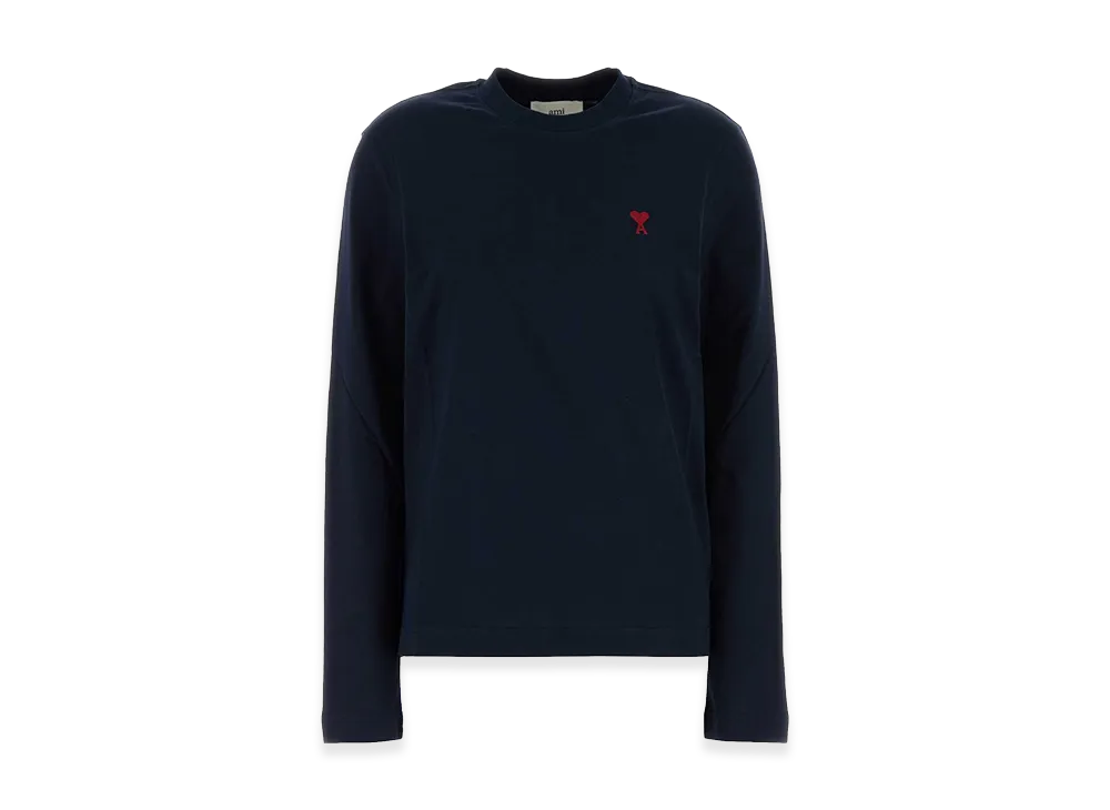 AMI PARIS Women's Cotton Long Sleeve Tee "Midnight Blue"